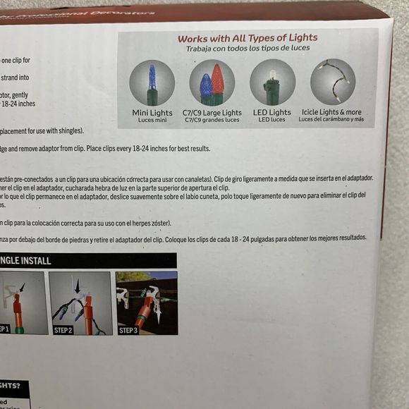 Ladderless Light Clips Outdoor Christmas Lights 50 Count Gutters Shingles Decor - Picture 6 of 10